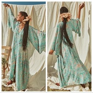 NWT Spell Designs Farrah Half Moon Gown aqua XS